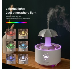 7インチカラフルレインドロップ加湿器、超音波ミスト、芳香療法機能、静音操作、リモコン、ナイトライト付き - 家庭やオフィス装飾、オフィス加湿器に最適 | モダン加湿器 | 超音波加湿器
