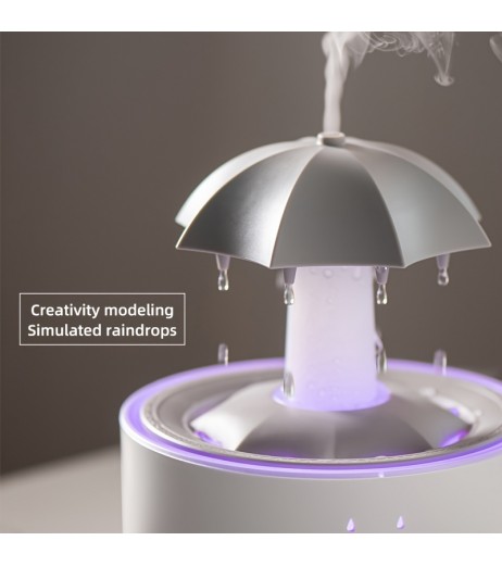 7インチカラフルレインドロップ加湿器、超音波ミスト、芳香療法機能、静音操作、リモコン、ナイトライト付き - 家庭やオフィス装飾、オフィス加湿器に最適 | モダン加湿器 | 超音波加湿器