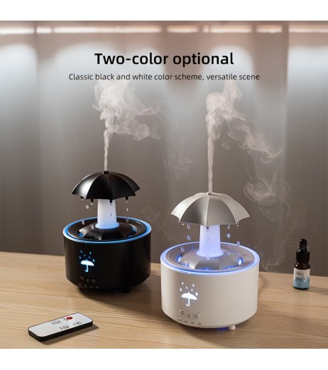 7インチカラフルレインドロップ加湿器、超音波ミスト、芳香療法機能、静音操作、リモコン、ナイトライト付き - 家庭やオフィス装飾、オフィス加湿器に最適 | モダン加湿器 | 超音波加湿器