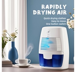 1台の家庭用除湿機、低騒音動作。湿気の多い天候での更衣室や寝室に適しており、南国への帰還時に必須です。範囲は5〜10平方メートルの限られた範囲で、操作が簡単な除湿機