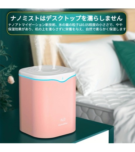 2L クールミスト加湿器 USB ポータブルデスク空気加湿器、2 ミストモードと 7 色のライト付きの静かな超音波加湿器、自動シャットオフ、旅行/自宅/寝室用