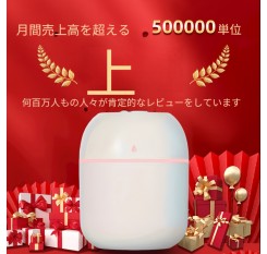 7.44oz サウンドウェーブ技術エッセンシャルオイルディフューザー LEDランプ付き - USB駆動の加湿器＆ミストメーカー、静音操作、ナノアトマイズ、アロマセラピー用スプレー対応