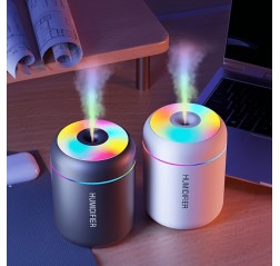1pc ミニエア加湿器、カラーリードグラデーションライト付き、スタイリッシュなUSB電源、さまざまな部屋の種類に適した蒸発器冷たい霧技術、RVと家の屋内加湿、静音運転、簡単なクリーニング、安全で信頼性のある