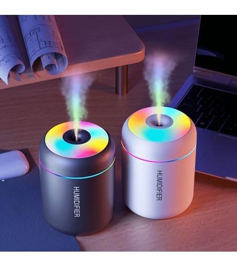1pc ミニエア加湿器、カラーリードグラデーションライト付き、スタイリッシュなUSB電源、さまざまな部屋の種類に適した蒸発器冷たい霧技術、RVと家の屋内加湿、静音運転、簡単なクリーニング、安全で信頼性のある