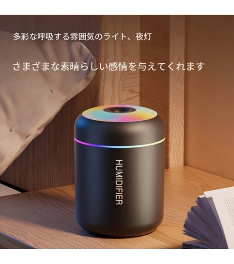 1pc ミニエア加湿器、カラーリードグラデーションライト付き、スタイリッシュなUSB電源、さまざまな部屋の種類に適した蒸発器冷たい霧技術、RVと家の屋内加湿、静音運転、簡単なクリーニング、安全で信頼性のある