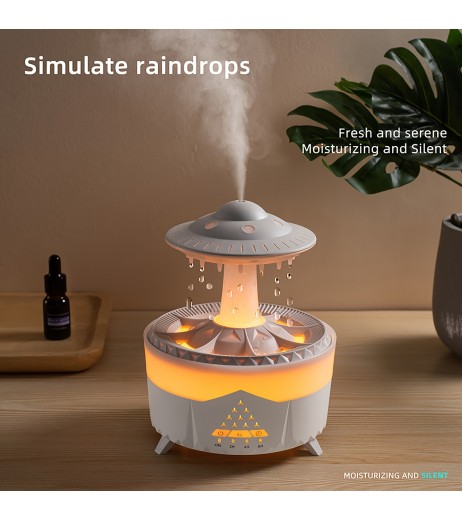 UFOテーマのスマート加湿器 - 大容量、保湿&静音、リモコン、芳香療法機能、水不足保護、300ml/h加湿、110-130V、ベッドルーム加湿器 | モダン加湿器 | リモコン付き加湿器、家庭用加湿器