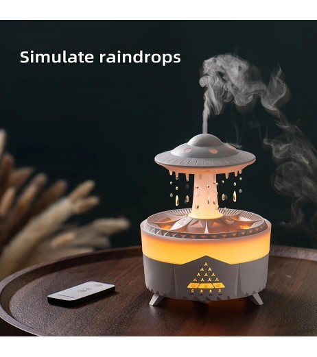 UFOテーマのスマート加湿器 - 大容量、保湿&静音、リモコン、芳香療法機能、水不足保護、300ml/h加湿、110-130V、ベッドルーム加湿器 | モダン加湿器 | リモコン付き加湿器、家庭用加湿器