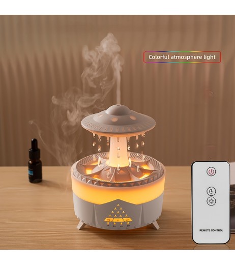 UFOテーマのスマート加湿器 - 大容量、保湿&静音、リモコン、芳香療法機能、水不足保護、300ml/h加湿、110-130V、ベッドルーム加湿器 | モダン加湿器 | リモコン付き加湿器、家庭用加湿器