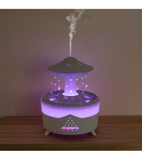 UFOテーマのスマート加湿器 - 大容量、保湿&静音、リモコン、芳香療法機能、水不足保護、300ml/h加湿、110-130V、ベッドルーム加湿器 | モダン加湿器 | リモコン付き加湿器、家庭用加湿器