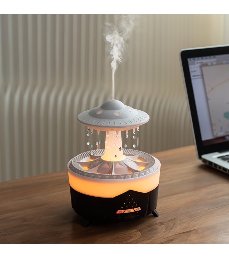 UFOテーマのスマート加湿器 - 大容量、保湿&静音、リモコン、芳香療法機能、水不足保護、300ml/h加湿、110-130V、ベッドルーム加湿器 | モダン加湿器 | リモコン付き加湿器、家庭用加湿器