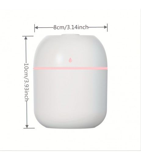 ミニデスクトップ静音USB加湿器、プッシュボタンタイプ、ナイトライト、≤36V、≤10㎡、最大300mL/h、<1L、蓋を開けて給水、噴霧、バッテリーなし、オフィス、寝室、家庭用