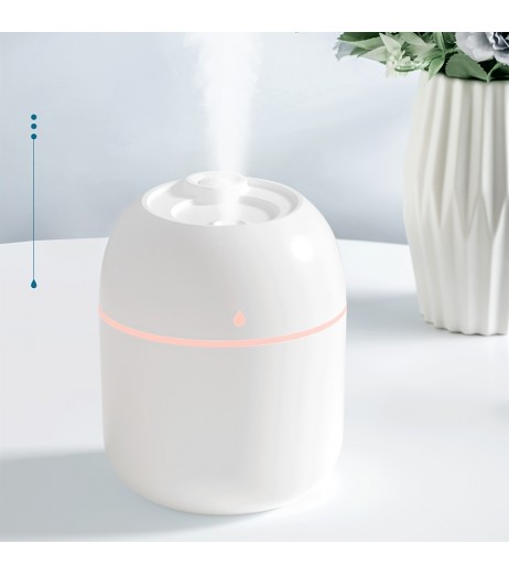 ミニデスクトップ静音USB加湿器、プッシュボタンタイプ、ナイトライト、≤36V、≤10㎡、最大300mL/h、<1L、蓋を開けて給水、噴霧、バッテリーなし、オフィス、寝室、家庭用
