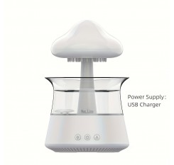 レインランプエッセンス、加湿器300ml 冷雾ディフューザー 小さなテーブル用空気加湿器 乾燥空気を救う 雨滴キノコ