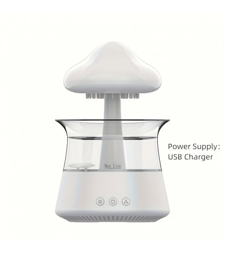 レインランプエッセンス、加湿器300ml 冷雾ディフューザー 小さなテーブル用空気加湿器 乾燥空気を救う 雨滴キノコ