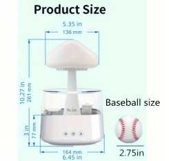 450mlの雨デザインLEDナイトライト加湿器、USB Type-C給電、マッシュルームサイズ、リラックスした雰囲気のためのマルチカラー、家庭用ベッドルームのデコレーション