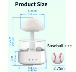 450mlの雨デザインLEDナイトライト加湿器、USB Type-C給電、マッシュルームサイズ、リラックスした雰囲気のためのマルチカラー、家庭用ベッドルームのデコレーション