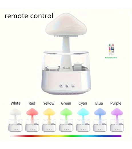 450mlの雨デザインLEDナイトライト加湿器、USB Type-C給電、マッシュルームサイズ、リラックスした雰囲気のためのマルチカラー、家庭用ベッドルームのデコレーション