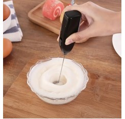 1pc ミニ電気ミルクフロッサー、ポータブルハンドヘルドカプチーノフロッサー、ステンレススチールキッチンアクセサリー、コーヒー＆デザート用の調理ガジェット（バッテリーは含まれていません）-多言語（英語、スペイン語、ドイツ語、ポルトガル語、日本語）
