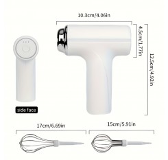 手持ち式電動ケーキミキサーと泡立て器 - USB充電、バッテリー駆動、ポータブル、軽量、使いやすいハンドブレンダーでケーキ、クッキー、マフィンを焼くのに最適 - ホームベーカーズやプロフェッショナルにぴったり