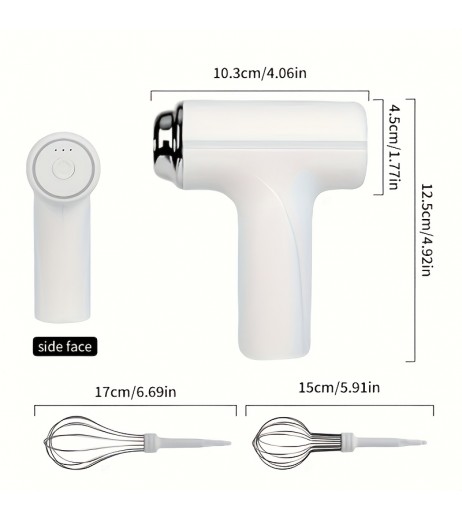 手持ち式電動ケーキミキサーと泡立て器 - USB充電、バッテリー駆動、ポータブル、軽量、使いやすいハンドブレンダーでケーキ、クッキー、マフィンを焼くのに最適 - ホームベーカーズやプロフェッショナルにぴったり