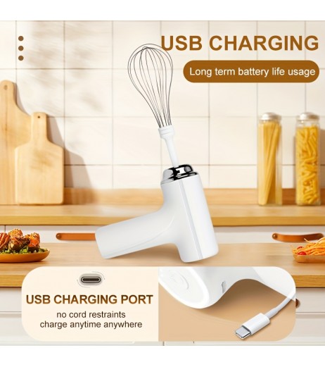 手持ち式電動ケーキミキサーと泡立て器 - USB充電、バッテリー駆動、ポータブル、軽量、使いやすいハンドブレンダーでケーキ、クッキー、マフィンを焼くのに最適 - ホームベーカーズやプロフェッショナルにぴったり