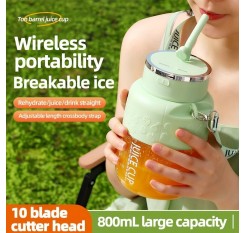 1個、大容量ポータブルUSB充電式電動ジュースカップ、27.05オンス多機能ブレンダー、スムージー、シェイク、ジュース、ミニミキサー、ストラップなしストロー、お手入れ簡単、省スペース設計、不規則な形状、18000回転モーター、1300mAhリチウムバッテリー、36V以下の電圧、食品グレードPPボディ