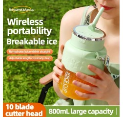 1個、大容量ポータブルUSB充電式電動ジュースカップ、27.05オンス多機能ブレンダー、スムージー、シェイク、ジュース、ミニミキサー、ストラップなしストロー、お手入れ簡単、省スペース設計、不規則な形状、18000回転モーター、1300mAhリチウムバッテリー、36V以下の電圧、食品グレードPPボディ