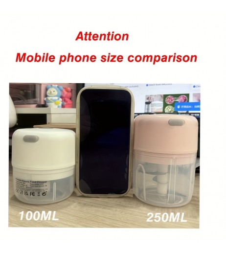 電動ミニフードチョッパー、100/250ml容量、ポータブルUSB充電式ガーリックカッター、コンパクトな野菜プロセッサー、フルーツ&ミートグラインダー、玉ねぎ、唐辛子、セロリ、生姜を刻むキッチンガジェット