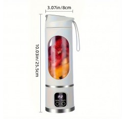 1pc ポータブル電気ブレンダー LEDディスプレイ付き - スムージーやシェイクに最適、コンパクトなフレッシュジュースミキサー USB充電式、450ml容量、18000 RPM、36V、50W、充電式リチウムポリマーバッテリー