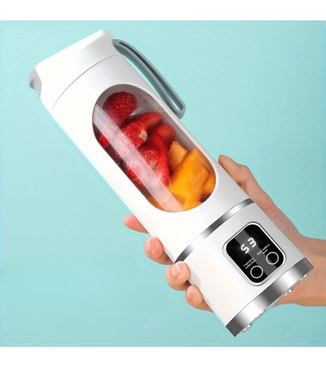 1pc ポータブル電気ブレンダー LEDディスプレイ付き - スムージーやシェイクに最適、コンパクトなフレッシュジュースミキサー USB充電式、450ml容量、18000 RPM、36V、50W、充電式リチウムポリマーバッテリー