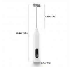【ホームリラクゼーション】コンパクトUSB充電式電動ミルクフォーマー - 28,000RPMデュアルウィスクラテ、カプチーノ＆コーヒー用フォームメーカー - デジタルディスプレイ付きホワイト