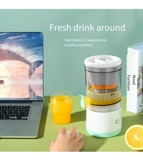 ポータブルワイヤレス電動ジューサー、13.53oz容量、USB充電式1600mAhリチウムバッテリー、ボタン制御、非加熱食品グレードPP、取り外し可能なカップ、自動ジュースセパレーター付きフレッシュジュース