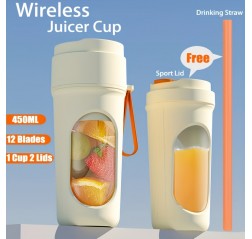 LEDディスプレイ付きのポータブルUSB充電式ブレンダー、15.21oz、取り外し可能、簡単にクリーニングできる、プッシュボタン制御、1500mAhのリチウムバッテリー、0.3L-0.5Lの容量、スムージーとフレッシュジュース用、移動中の栄養
