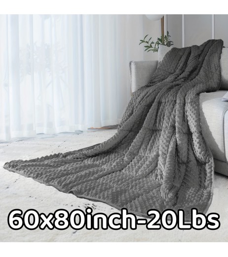 大人用高級クイーンサイズグレー加重ブランケット - ソフトミンキードットデザイン、6.8KG重量のリラックススリープ＆リラックス用スロー、オールシーズン快適、低アレルギー性、洗濯機可