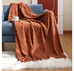 1pc ソファとベッド用ニットスローブランケット、タッセル付きの柔らかく居心地の良いニットブランケット