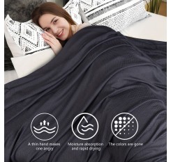 1枚 涼感ブランケット、100% 竹繊維ブランケット、涼しく通気性、夏用薄手ブランケット、軽量で耐久性のある昼寝用ブランケット、多目的ブランケット