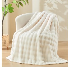 1pc ルックス超ソフト3Dバブルフェンネルフリースブランケット、ソファ、ベッド用。リビングルーム、寝室用の超暖かいおしゃれなブランケット。