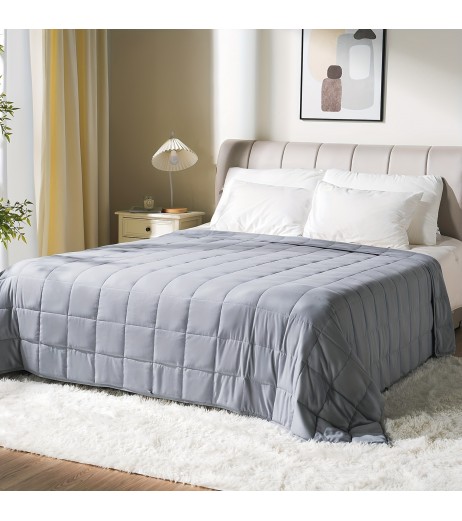 成人用 203.2x220.98 cm 軽灰色加重ブランケット - 超ソフトポリエステル、6.8KG、9.07KG、11.34KG、全季節快適寝床、ソファベッド、洗濯機洗い可能、睡眠快適|モダンスタイル|通気性のある素材