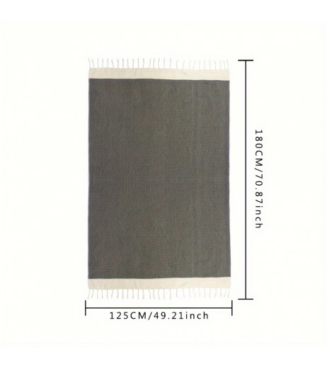 1枚、ダイヤモンドグリッドパターンと装飾タッセル付きトルコ製ソフトコットンブランケット、125*180cm 家庭用ベッドルーム、ベッド、ソファ、ピクニック、旅行、オフィスに適しており、柔らかく快適で四季を通じて使える最高のギフトです。男女兼用