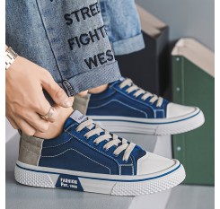 Men'S Casual Low Top Sneakers - Beige Canvas, Lace-Up with Round Toe, Rubber Sole, All-Season Comfort Shoes, Casual Footwear | Casual Style | Rubber Sole Sneakers