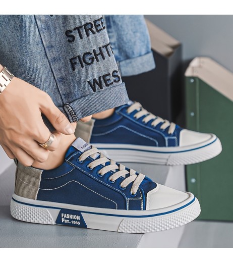 Men'S Casual Low Top Sneakers - Beige Canvas, Lace-Up with Round Toe, Rubber Sole, All-Season Comfort Shoes, Casual Footwear | Casual Style | Rubber Sole Sneakers