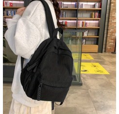 1個 ブラック コルデュロー バックパック 学生用 - 耐久性のある、多用途なダブルストラップスクールバッグ、ジッパークロージャー、ポリエステル裏地、洗濯機洗い可能、学校や通勤に最適、学校バックパック | ミニマリストバックパック | ジッパーバックパック