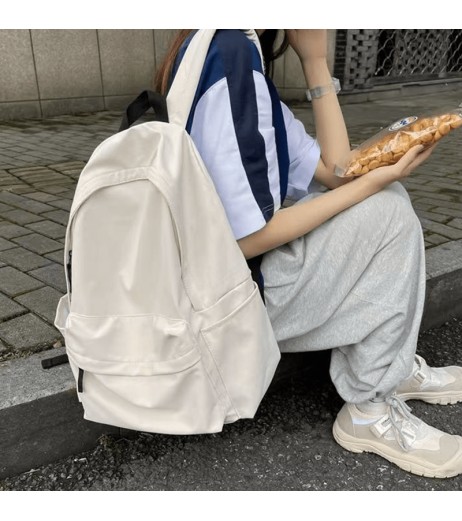 1pc ミニマリスト大容量ソリッドカラーバックパック - レッドナイロン、ジッパークロージャー、手洗い可能、旅行、ショッピング、ノートパソコンや教科書を収納、ショッピングバックパックに最適 | ミニマリストバックパック | 耐久性のあるバックパック