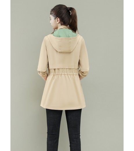 カジュアル chic 2WAY レッドジャケット、春秋向け、フード付き