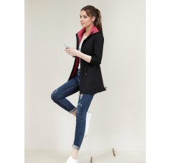 カジュアル chic 2WAY レッドジャケット、春秋向け、フード付き