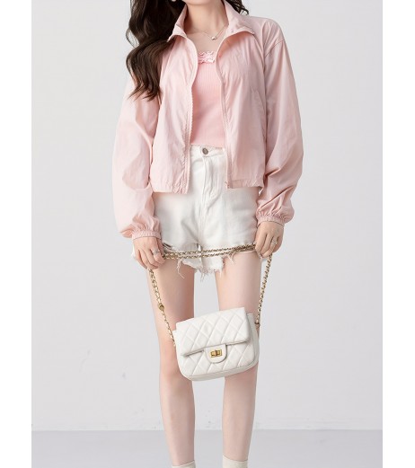 ジップアップ ドローストリング カラー ジャケット、カジュアル 長袖 斜めポケット ジャケット 春秋用、レディース服