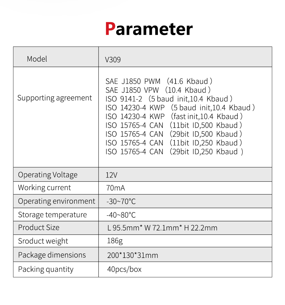 V309 OBD2 Diagnostic Scanner — product view